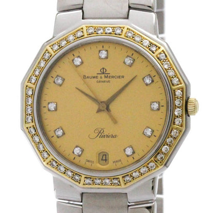 Baume & Mercier Riviera Diamond 18K Gold Steel Watch 5131.3 Polished