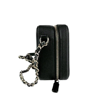 Chanel Shoulder Bag Cc Figley Caviar Skin Leather Black