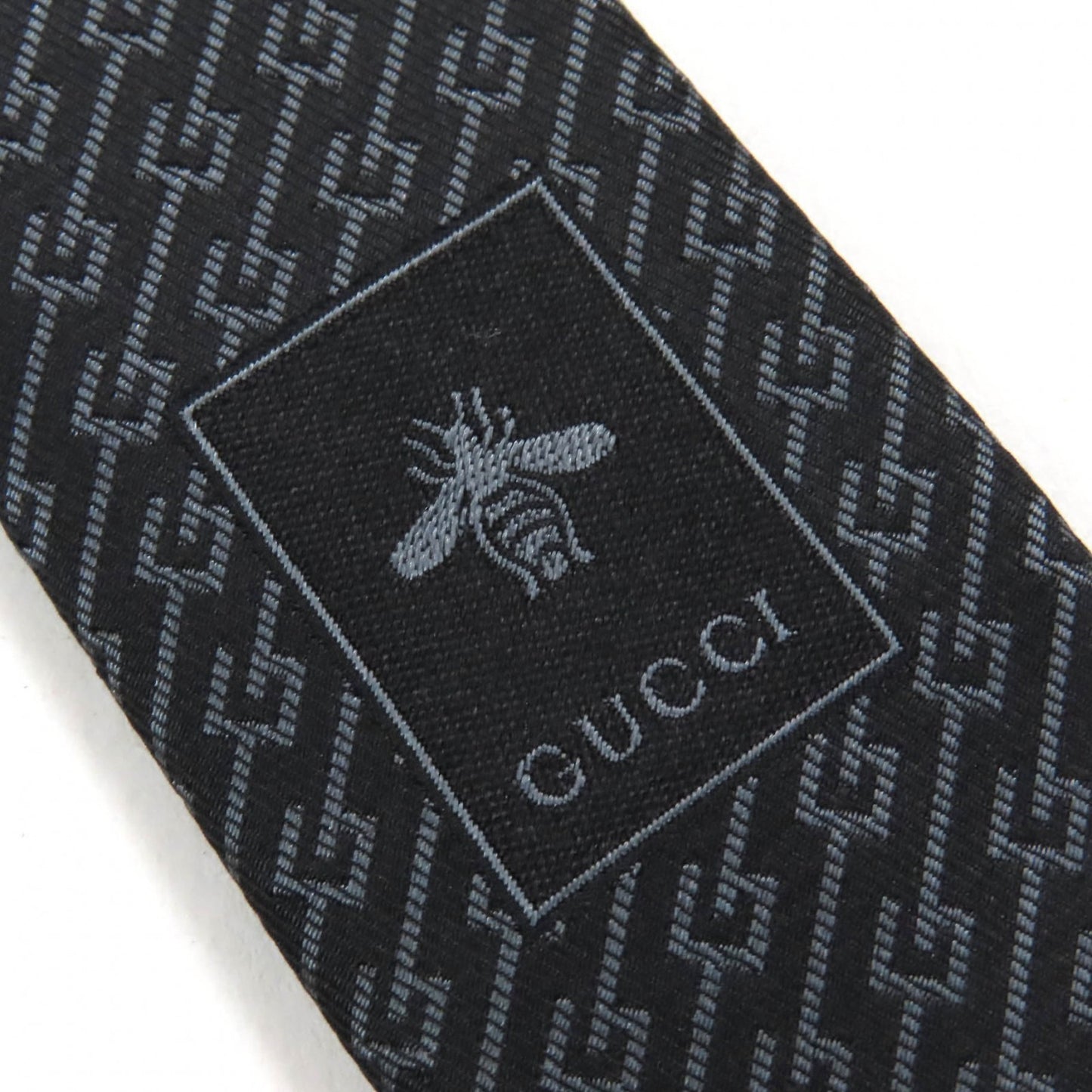 Gucci 100% Silk G Logo Regimental Stripe Tie