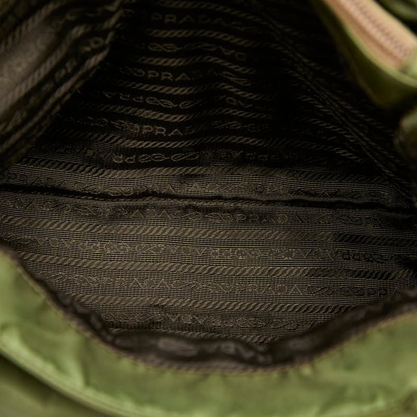 Prada Triangle Logo Plate Tote Bag Green Nylon