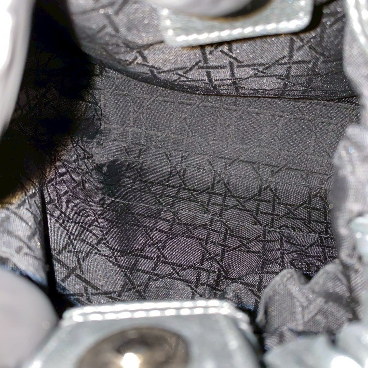 Christian Dior Maris Pearl Handle Leather Handbag Mini Tote Bag Gray 81480