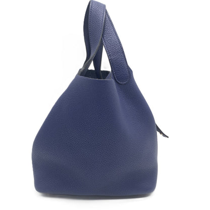 Hermes Picotin Lock Pm Togo Handbag Blue Saphir C Stamp Hermes