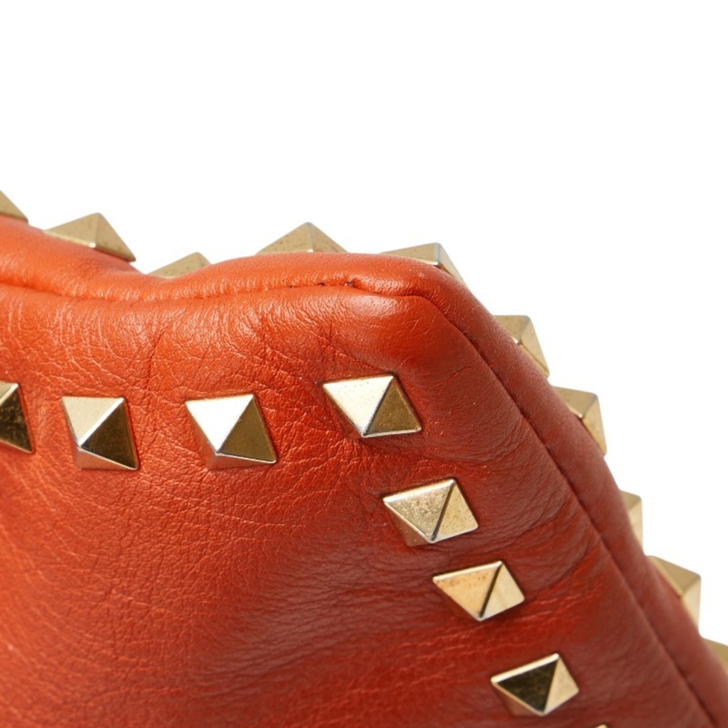 Valentino Rockstud Clutch Bag/Second Bag In Orange Leather