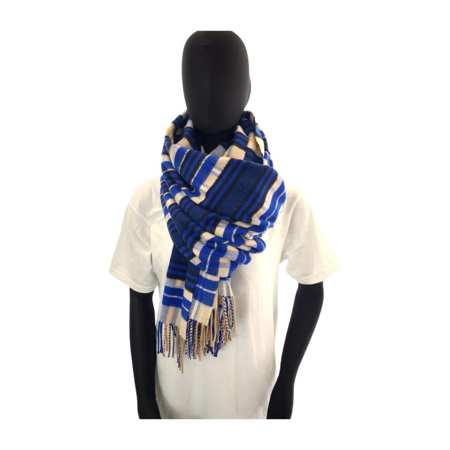 Hermes 204Cm X 73Cm Blue Multicolor Cashmere Scarf/Shawl