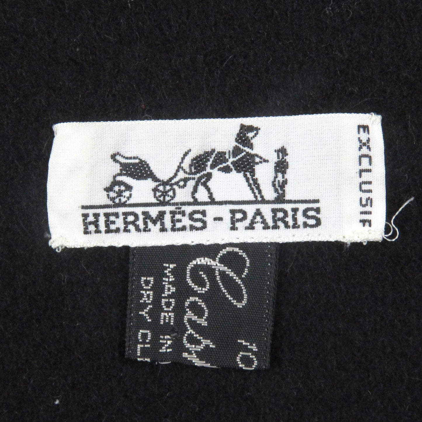 Hermes 100% Cashmere Logo Embroidery Fringe Scarf/Shawl In Black