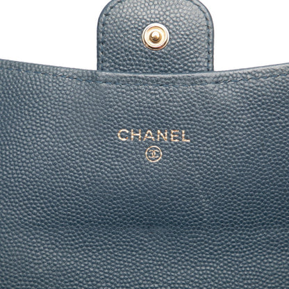 Chanel Matelasse Coco Mark Long Wallet Blue Caviar Leather