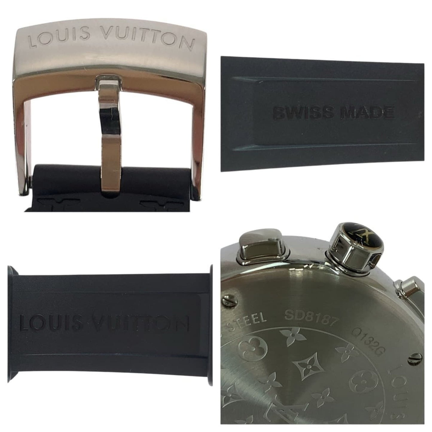 Louis Vuitton Tambour Lovely Cup Black/Silver Stainless Steel/Rubber/Glass Watch Q132G Quartz