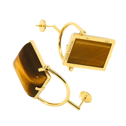 Louis Vuitton Tiger Eye Earrings In 18K Yellow Gold