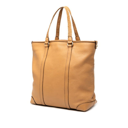 Gucci Braided Tote Bag 336660 Brown Leather