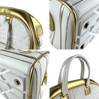 Christian Dior Vibe Medium Handbag Shoulder Bag In White And Gold