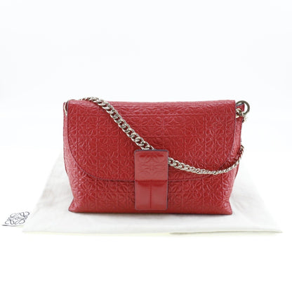 Loewe Avenue Shoulder Bag Repeat Anagram Chain Calf Made In Spain Red Crossbody A5 Magnetic Type