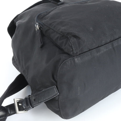 Prada Tessuto Nylon Backpack With Triangle Logo And Leather Plaque
