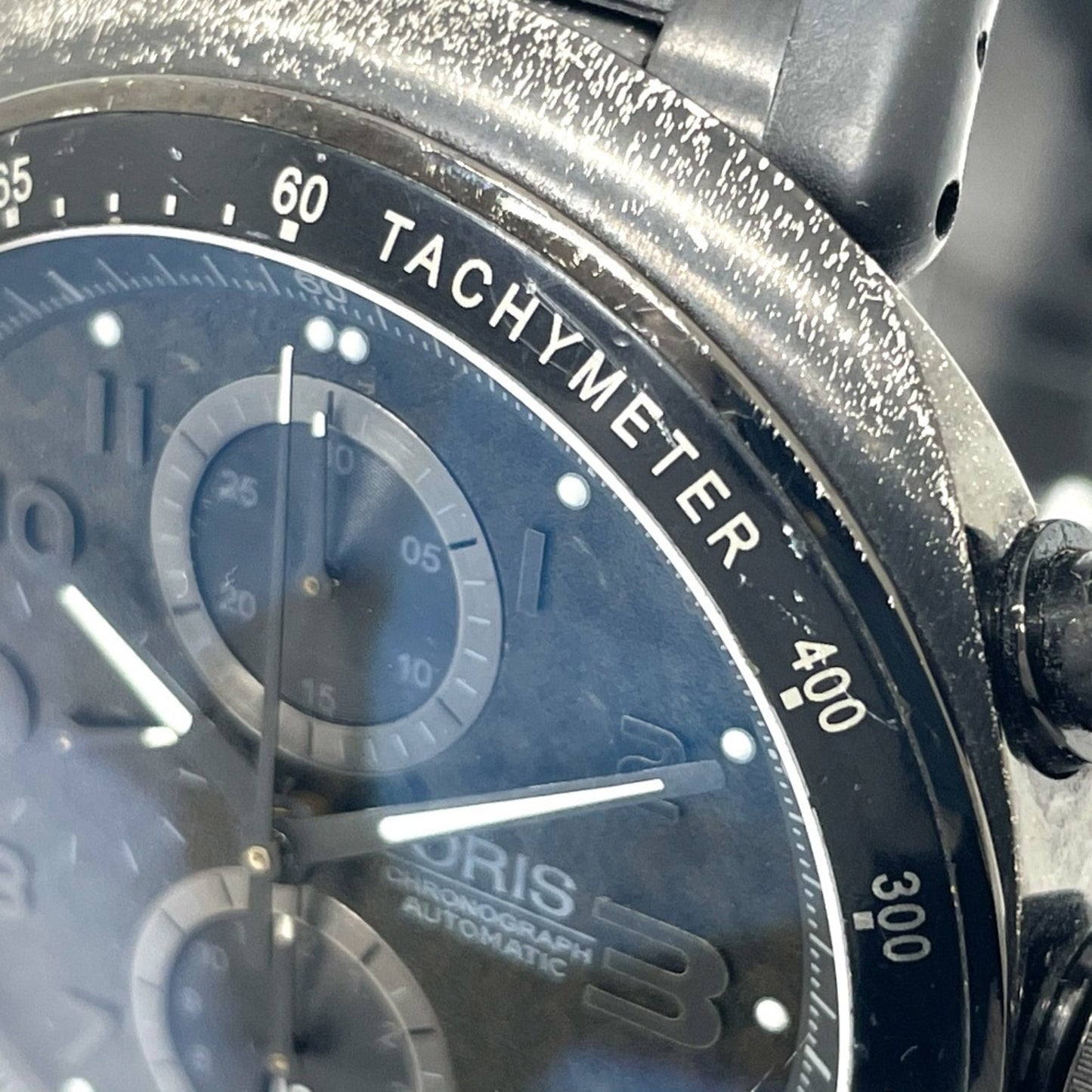 Oris 7611 Chronograph Tt3 Chronograph Black Automatic Watch With Titanium/Rubber Strap