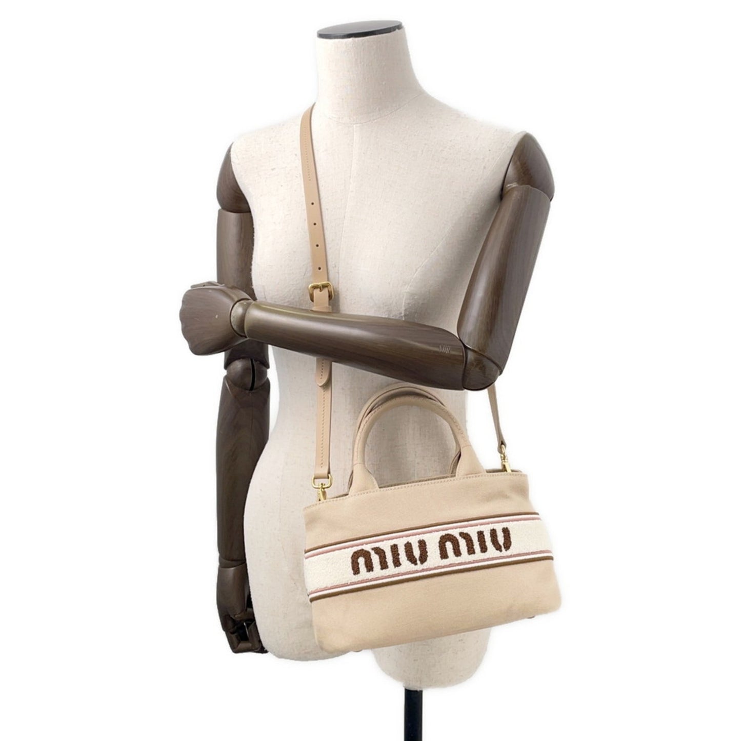 Miu Miu Miu Canvas Handbag 5Ba253 2-Way Shoulder Bag