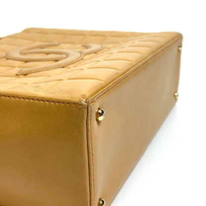 Chanel A17809 Cccc Mark Bag Semi-Shoulder Hand Bag Shawl Tote Bag Beige Goldhardware