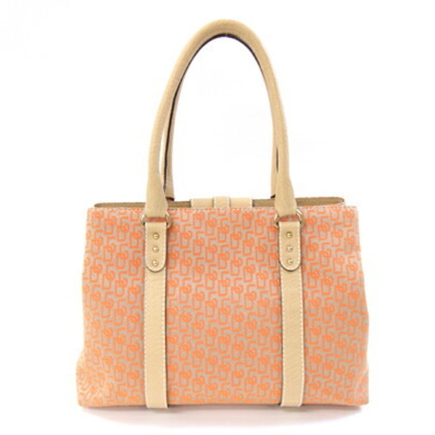 Dolce & Gabbana Tote Bag Orange Beige Canvas Leather D&G