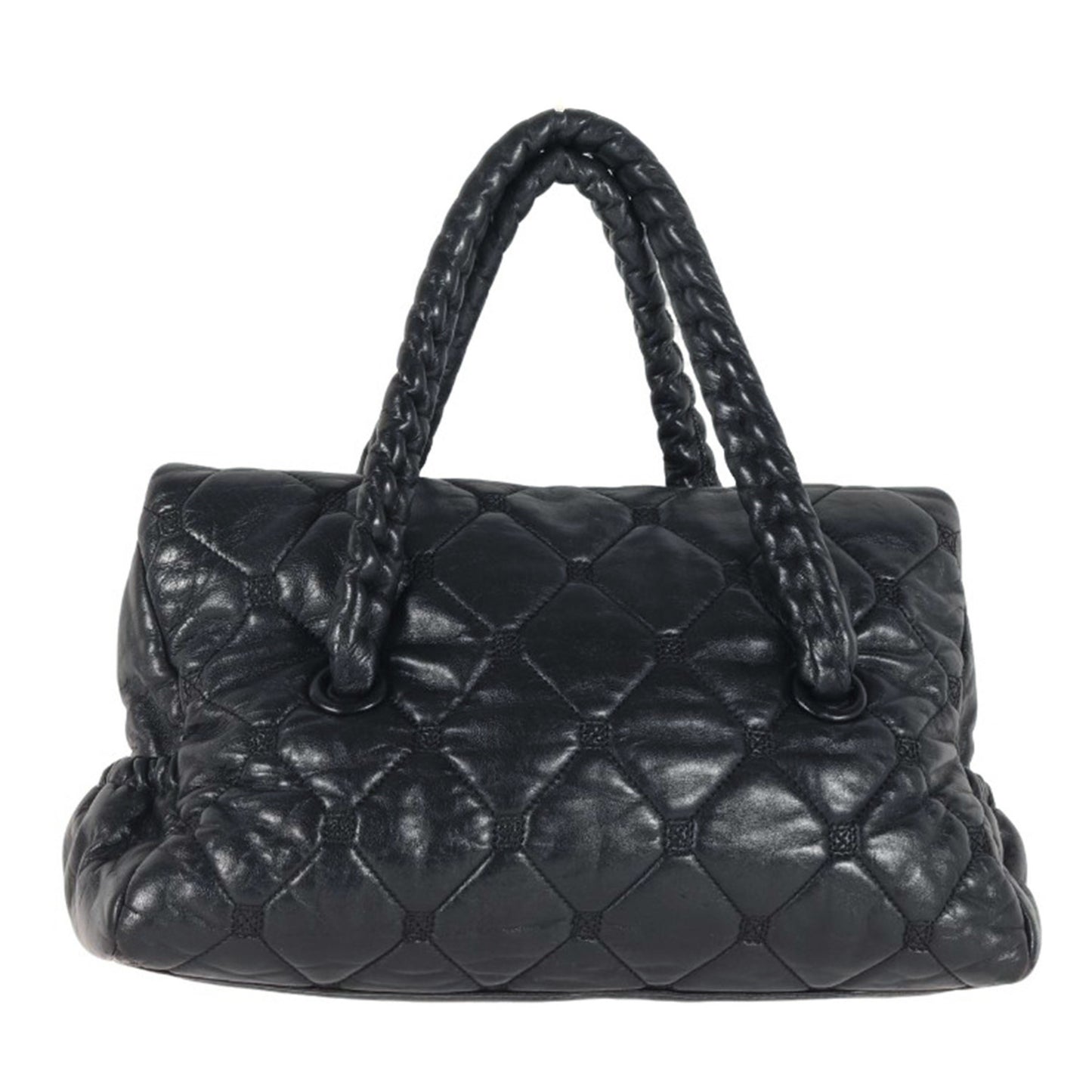 Chanel Black Coco Mark Leather Quilted Handbag