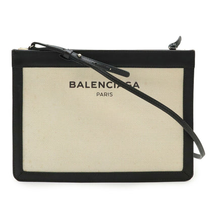 Balenciaga Navy Pochette Shoulder Bag/Clutch Bag In Canvas And Leather