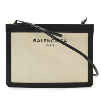 Balenciaga Navy Pochette Shoulder Bag/Clutch Bag In Canvas And Leather