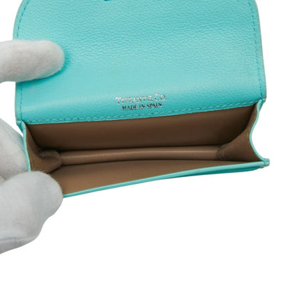 Tiffany & Co. T Deco Business Card Case/Card Case/Pass Case In Blue Leather