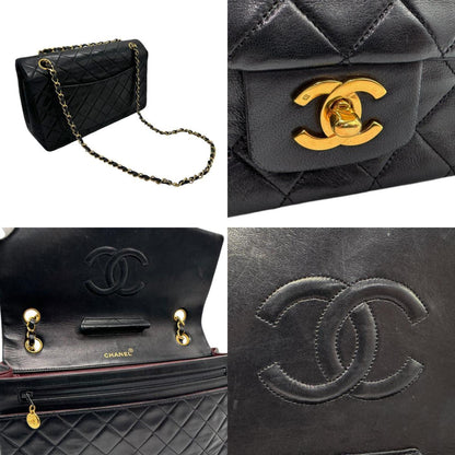 Chanel Shoulder Bag Lambskin Black Gold
