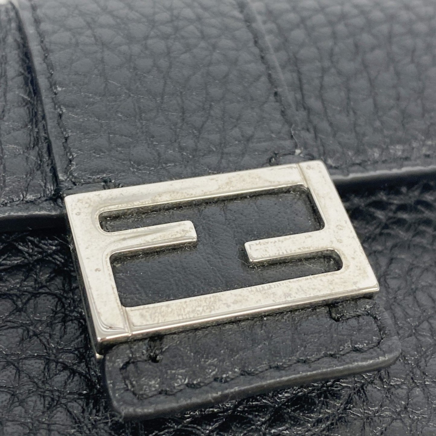 Fendi Pochette Micro Flat Bucket Leather Black