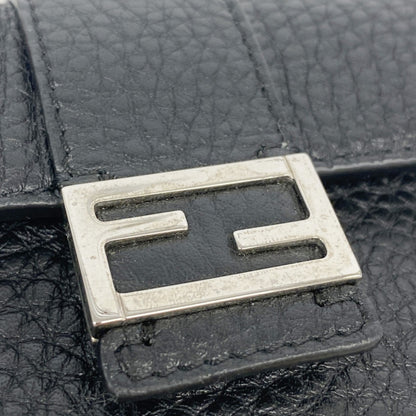 Fendi Pochette Micro Flat Bucket Leather Black