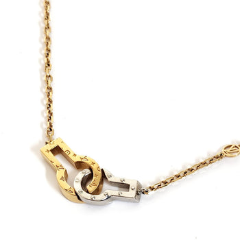 Louis Vuitton Collier Twin Rocks Necklace M64887 Gold Silver Metal Pendant