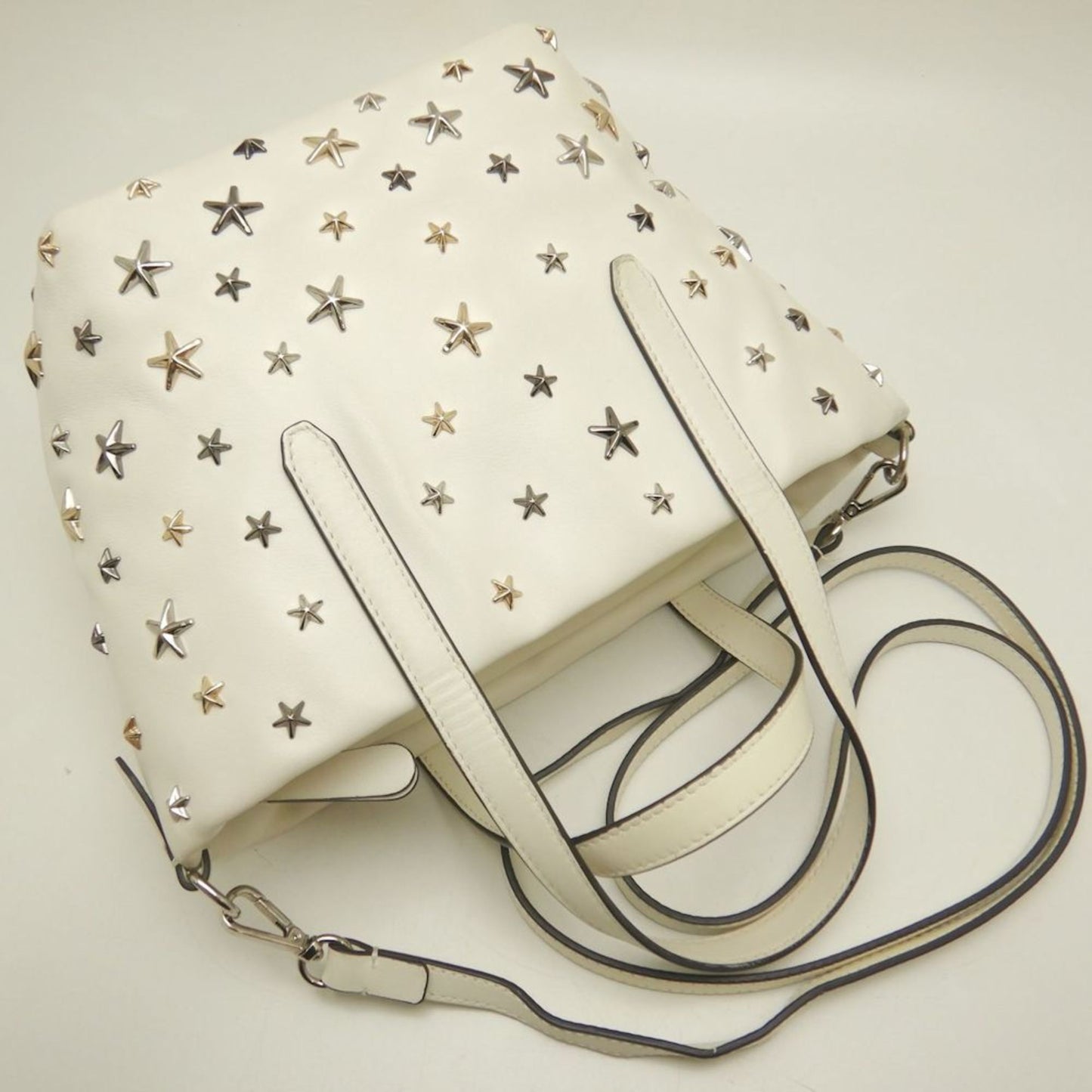Jimmy Choo Mini Sarah Star Stud Handbag In White Leather