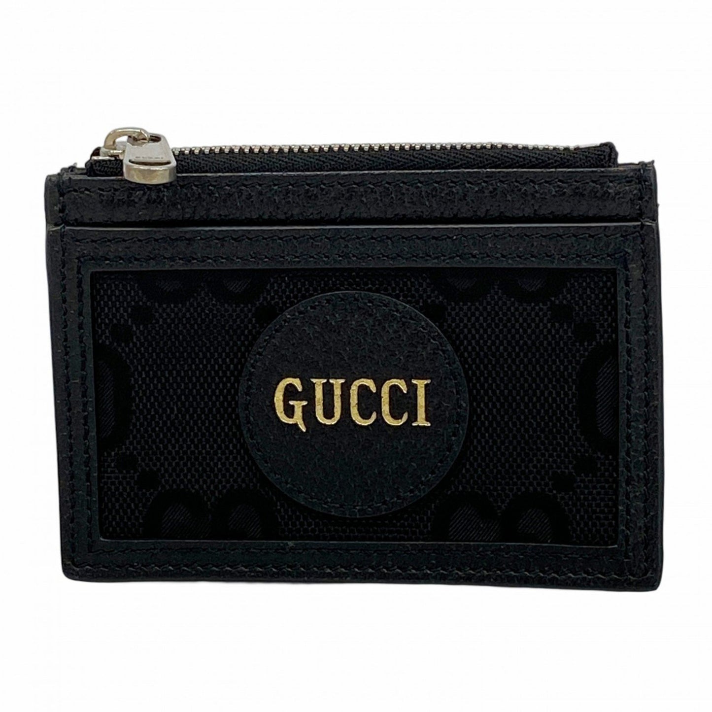 Gucci Jumbo Gg Wallet/Coin Case 625583 Nylon Canvas Leather Black