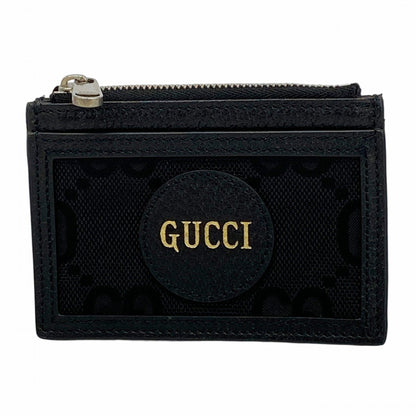 Gucci Jumbo Gg Wallet/Coin Case 625583 Nylon Canvas Leather Black