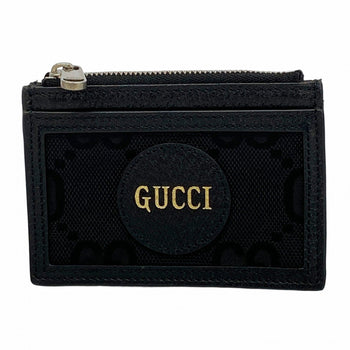 Gucci Jumbo Gg Wallet/Coin Case 625583 Nylon Canvas Leather Black