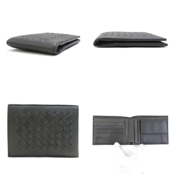 Bottega Veneta Bi-Fold Wallet Intrecciato Leather Dark Grey