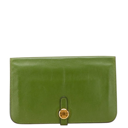 Hermes Herms Dogon Gm Bifold Wallet In Green Swift