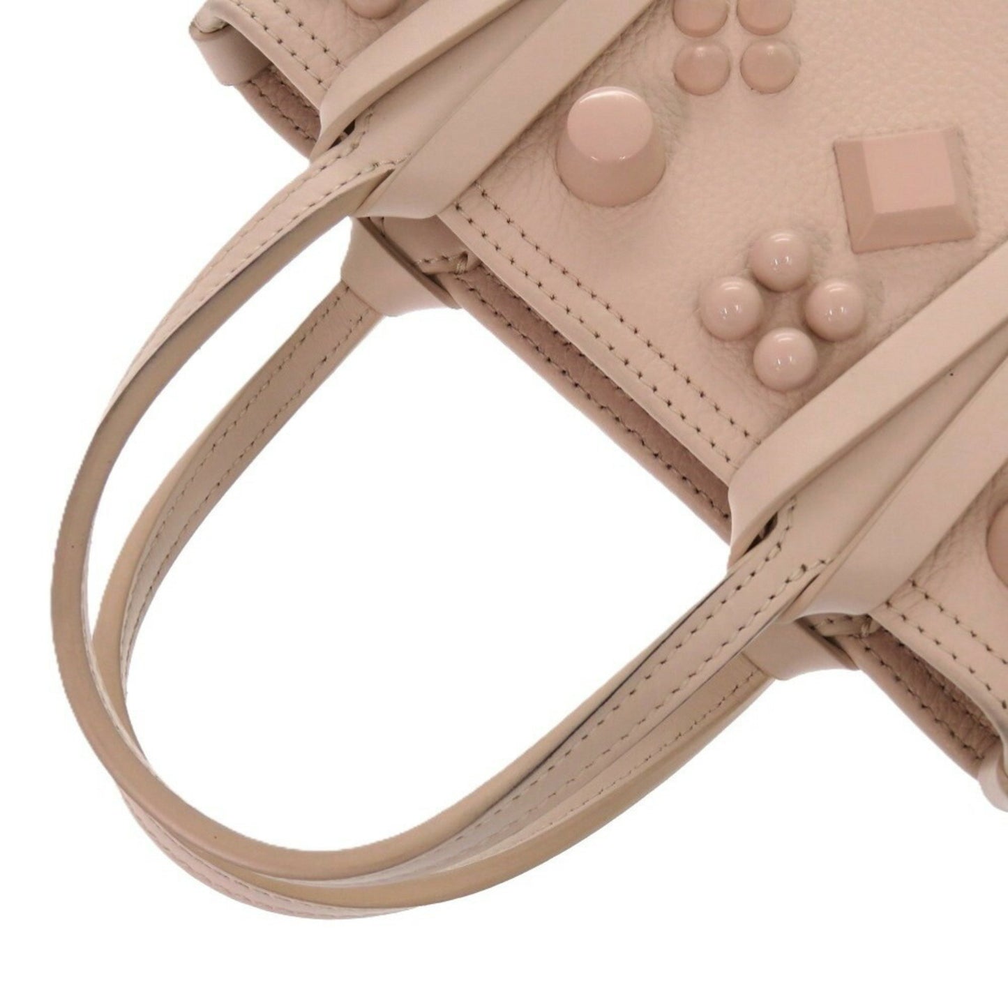 Like New Christian Louboutin Painted Cabata Mini Calfskin Leather Tote Bag In Pink Beige