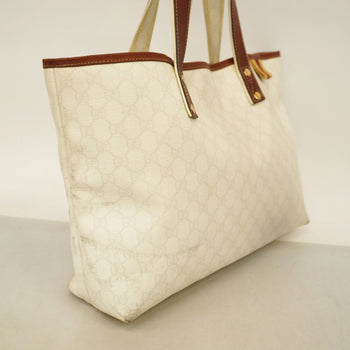 Gucci Gg Supreme Tote Bag 211134 White Brown Champagne