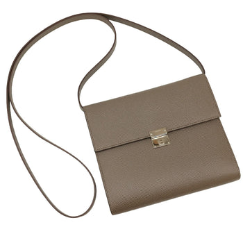 Hermes Click 16 Shoulder Bag Pouch Wallet Epsom Leather Etoupe Greige #A