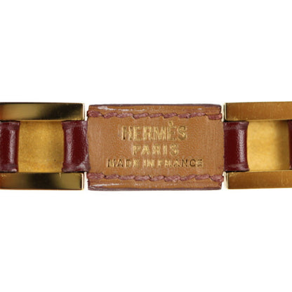 Hermes Hermes Medor Studs Bracelet Leather Red Gold ?V Engraved Metal Fittings Vintage