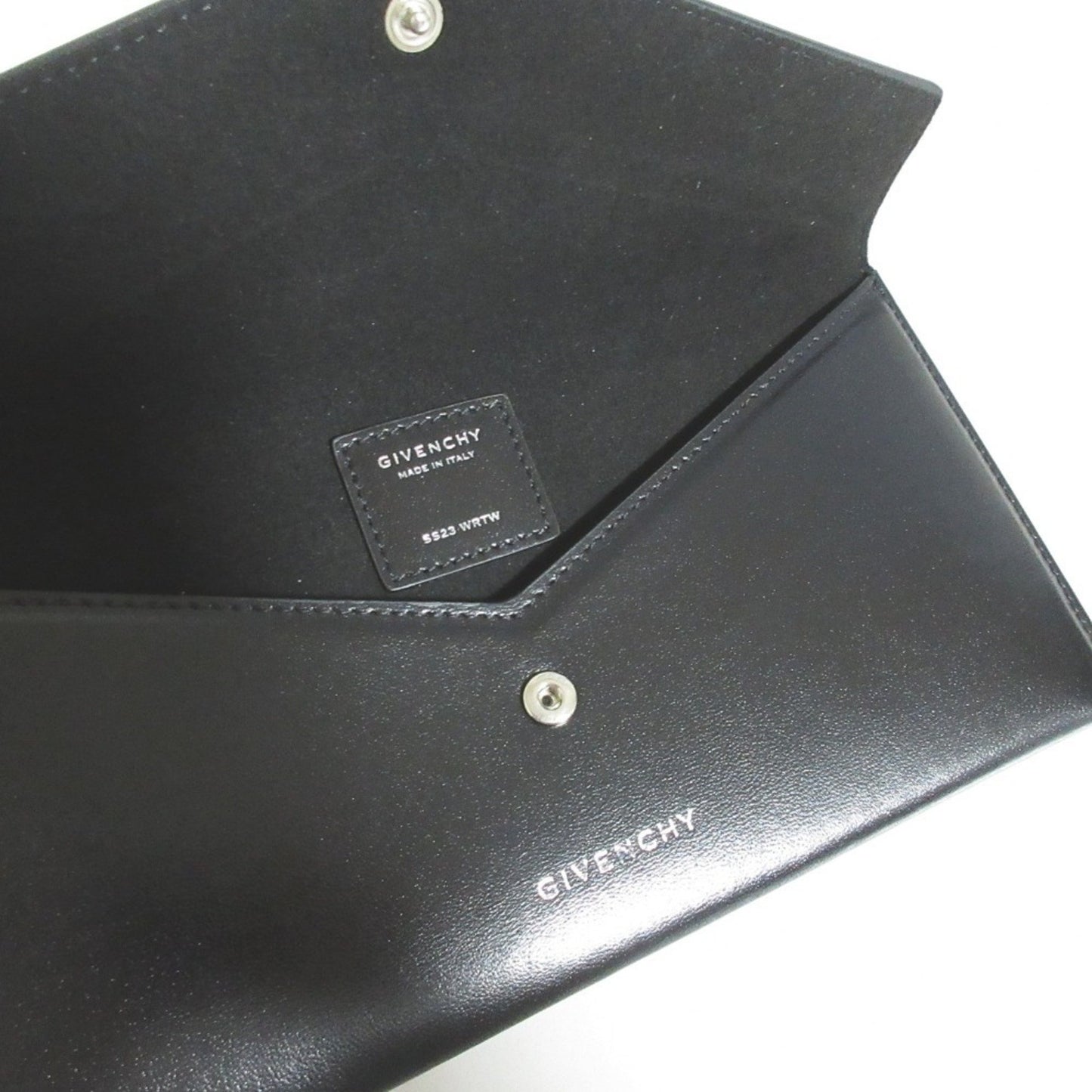 Givenchy Calf Leather 4G Logo Flap Flat Pouch Small Item Clutch Bag Ss23 Wrtw Black