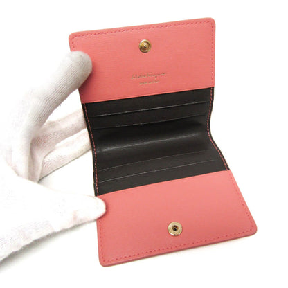 Salvatore Ferragamo Gancini 22 C847 0714814 Leather Card Case Brown