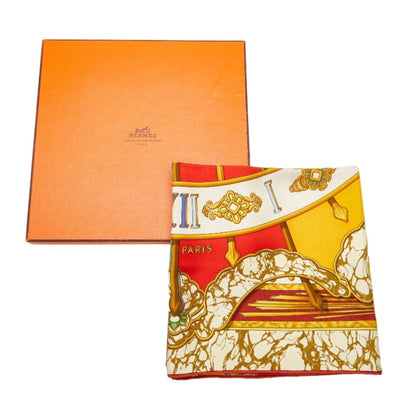 Hermes Carre 90 Carpe Diem Enjoy Today Sun Moon Stars Scarf Muffler White Multicolor Silk