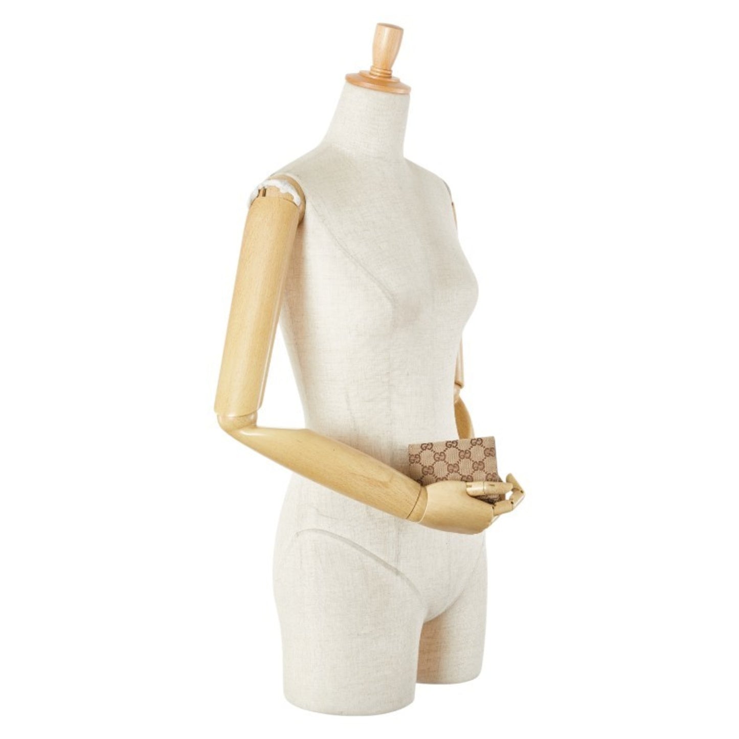 Gucci Gg Canvas Business Card Case/Card Case/Pass Case 120965 Beige Brown Leather