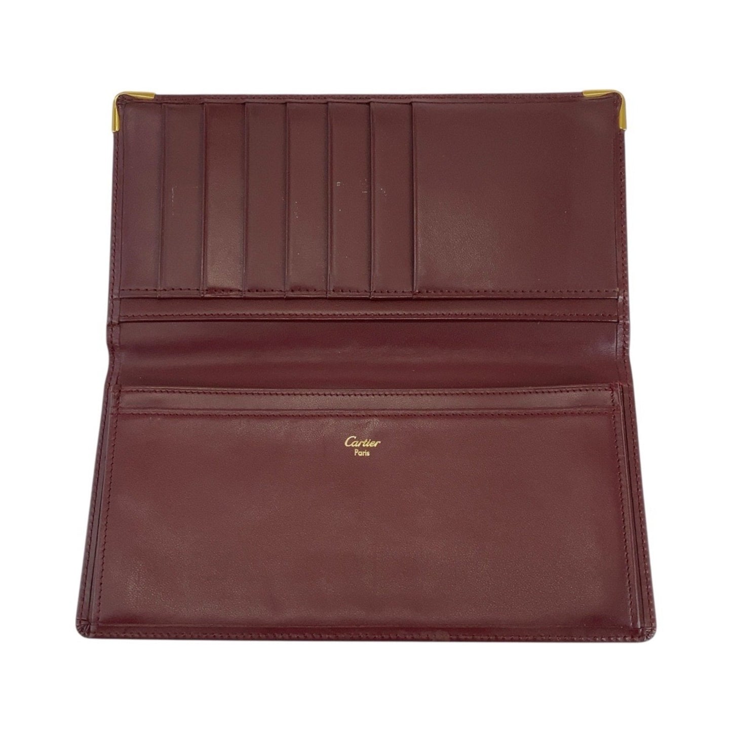 Cartier Must Line Bordeaux Gold Hardware Leather Long Wallet