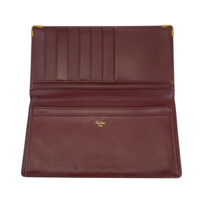 Cartier Must Line Bordeaux Gold Hardware Leather Long Wallet