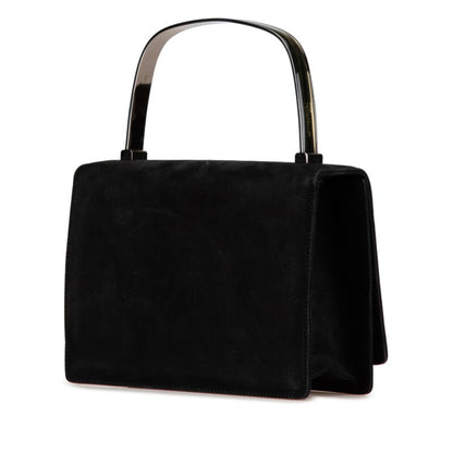 Salvatore Ferragamo 2-Way Handbag/Shoulder Bag In Black Nubuck Leather