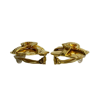 Chanel Vintage 97A Engraved Coco Mark Motif Earrings/Ear Cuff Gold 69077