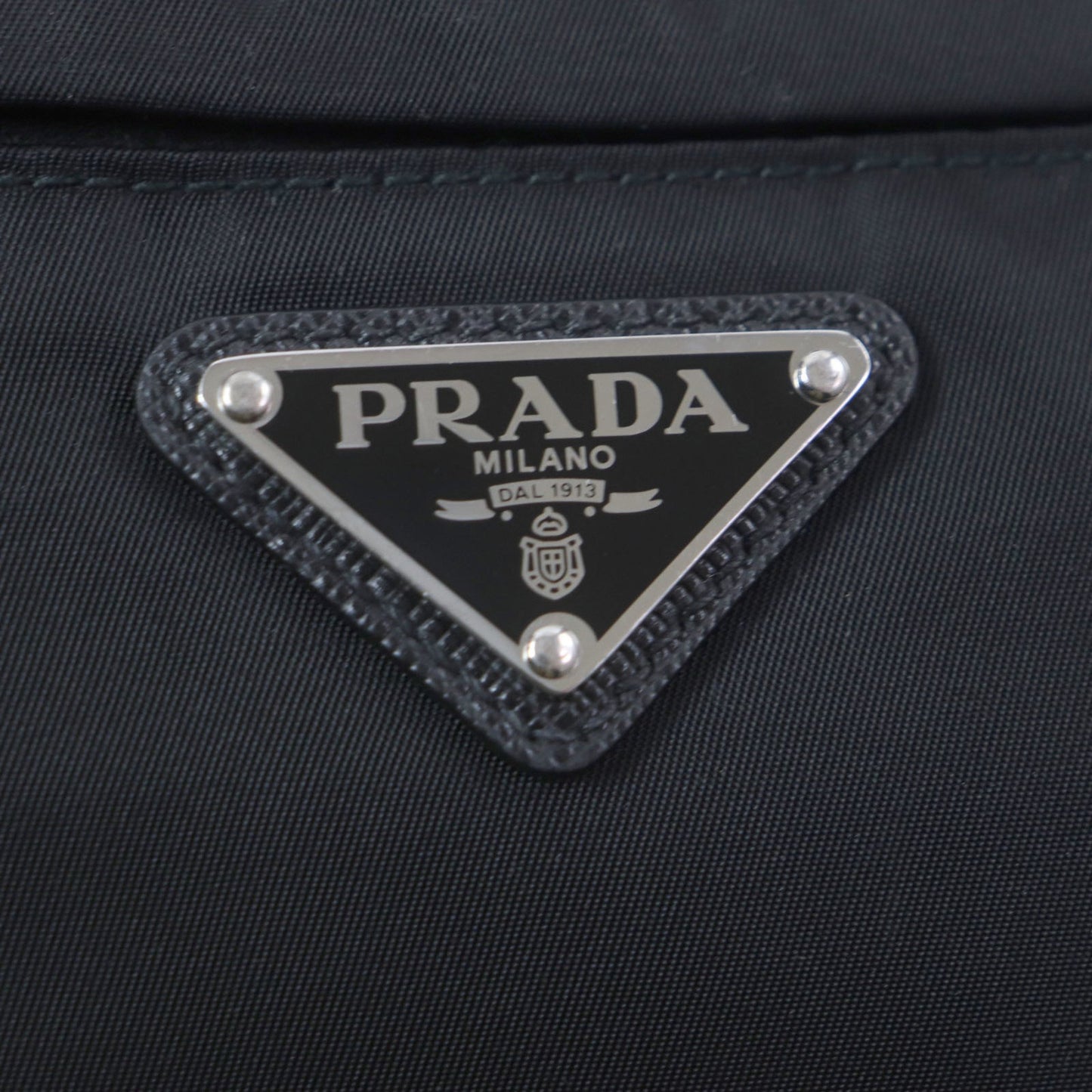 Prada Tessuto Triangle Logo Plate Nylon Saffiano Leather Belt Bag/Body Bag Black