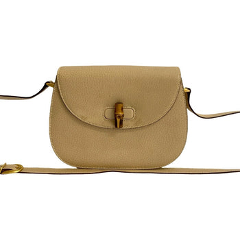 Gucci Old Gucci Bamboo Turnlock Leather Shoulder Bag/Pochette Beige 96-10