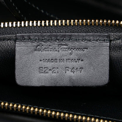 Salvatore Ferragamo Gancini Tote Bag Shoulder Black Leather