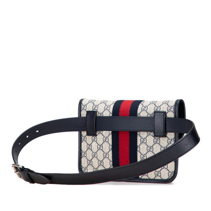 Gucci Gg Supreme Ophidia Waist Bag/Body Bag 674081 Beige Navy Leather